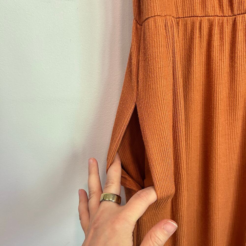 Anthropologie Saturday Sunday Ribbed Wide Leg Jumpsuit Orange Size M - Picture 9 of 9